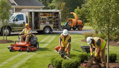 Albany, NY tree service crew providing landscaping and tree care for residential properties