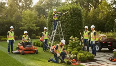 Tree service crew providing landscaping in Albany, NY for local residential properties