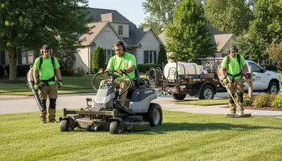 Albany, NY tree service crew providing lawn care and tree maintenance for local homeowners