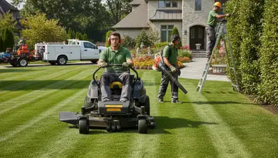 Albany, NY tree service crew providing professional lawn care and tree maintenance for local properties