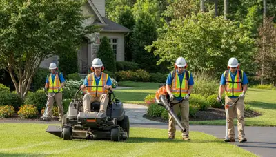 Tree service crew performing lawn care in Albany, NY for Arbor Tree Care