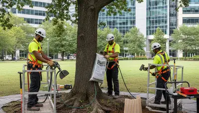 Tree service crew providing root protection in Albany, NY for healthier trees and long-term vitality