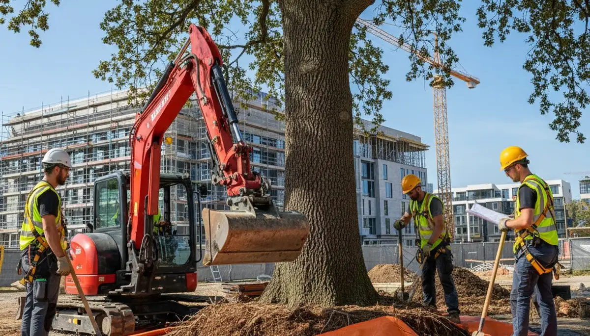 Tree service crew protecting tree roots in Albany, NY for healthier, long-term tree growth