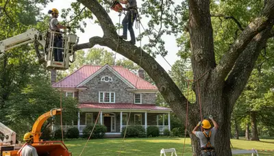 Tree service crew in Albany, NY trimming and removing trees for safe, professional property care