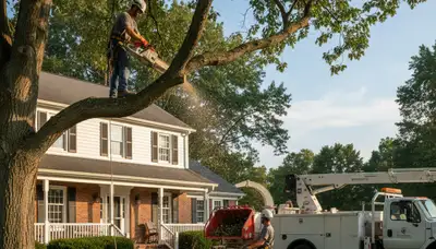 Albany, NY tree service crew provides professional tree removal and trimming for local properties