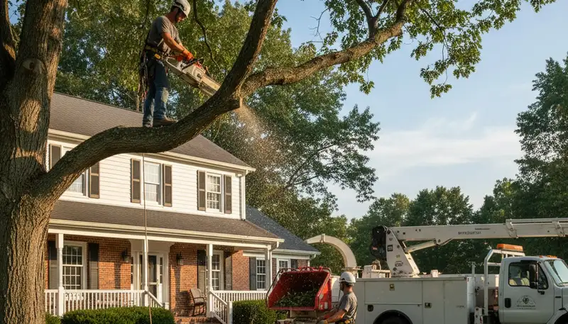 Albany, NY tree service crew provides professional tree removal and trimming for local properties