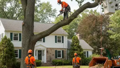Tree service crew in Albany, NY providing professional tree removal and trimming services