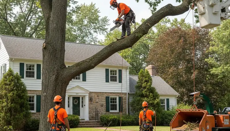 Tree service crew in Albany, NY providing professional tree removal and trimming services