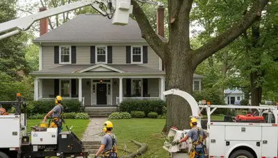 Tree service crew in Albany, NY providing professional tree care and removal for local properties