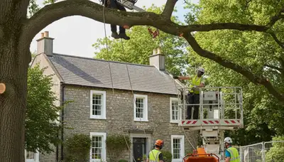 Tree service crew in Albany, NY providing professional tree removal and trimming services