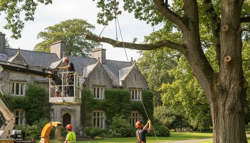 Albany, NY tree service team performing professional tree removal and trimming work