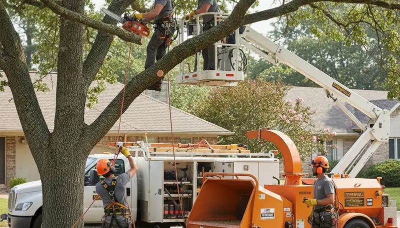 Tree trimming crew in Albany, NY improving tree health and safety on a residential property