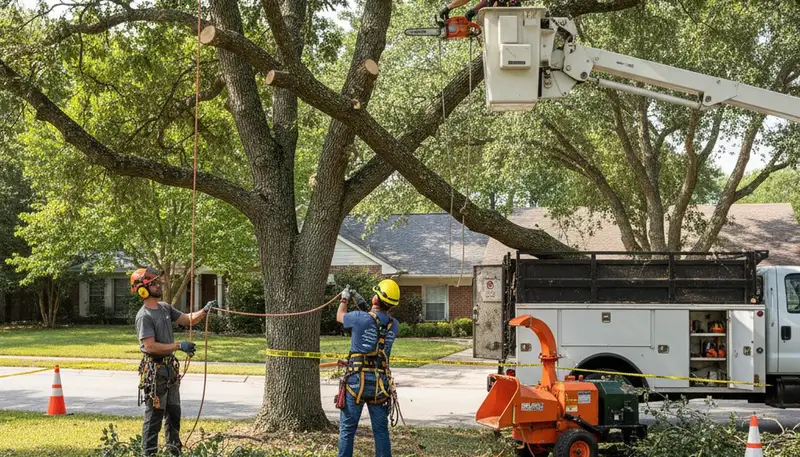 Albany, NY tree service crew trimming a tree to improve safety and health